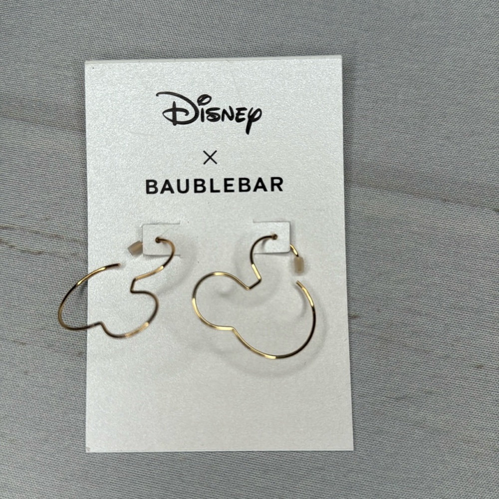 NEW - Baublebar - Mickey Mouse Disney 18K Gold Sterling Silver Hoop Earrings